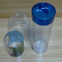 Logo personnalisé Matériaux recyclés Éponge PVC PET Acétate Cylindre Rond Tube Transparent Boîte en Plastique pour Fruits Bougie & Artisanat