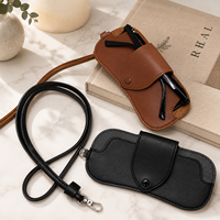 Étui à lunettes en cuir personnalisé HASSION, pochette portable pour lunettes avec sangle de cou, support pour lunettes de soleil, OEM ODM