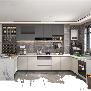Cocina Moderna Prefabricada Personalizada de Estilo Moderno GODI, Compacta, Rústica, Blanca, para Apartamento - Product Image 1