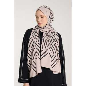 <b>Black</b> V-Shape Stone Pattern <b>Scarf</b> with Pure Tone Traditional Muslim Clothing Accessory - Product Image 2