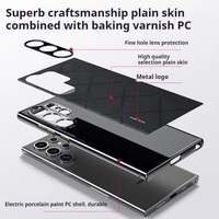 Étui de protection rigide en PC électroplaqué avec dos en cuir luxueux pour Samsung Galaxy S25 Ultra Plus S24 Ultra Plus
