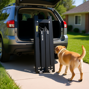 Rampe pliable pour chien Vevor, 63 pouces x 17 pouces, escalier pour animaux de compagnie pour voiture, SUV, camion, surface en tissu Oxford antidérapant, taille moyenne - Product Image 2