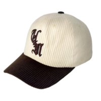 Topi Snapback dua warna kualitas tinggi topi Corduroy pinggiran melengkung kustom Logo bordir topi korduroi terstruktur