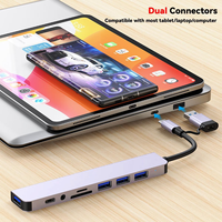Station d'accueil USB-C 8 en 1 de haute qualité, lecteur de carte TF SD, séparateur PD, adaptateur multiport, concentrateur USB 3.0 pour ordinateur portable
