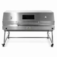 Grill rotatif double en acier inoxydable avec capot isolé, cuisson double face, grande capacité, rôtissoire à charbon de bois