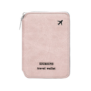 Porte-passeport personnalisé en gros, élégant, avec fermeture éclair, en cuir PU, protection RFID, pour voyage, famille, et cartes - Product Image 1