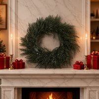 Guirlande de Noël en aiguilles de pin vertes artificielles en polyester de qualité supérieure, sur mesure, pour montage mural, vente en gros, pour mariages, maisons, centres commerciaux, intérieur