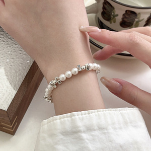 Bracelet en argent sterling S925 Yinruitai avec perles blanches, bijoux pour femmes, à porter au quotidien - Product Image 1