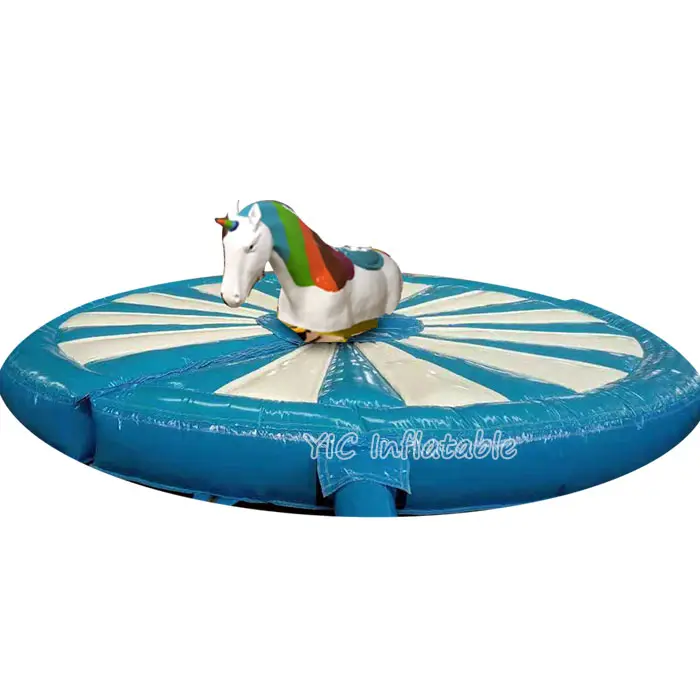 Fun Outdoor Meltdown Machine Aufblasbares Spiel Mechanisches Reitpferd Aufblasbares Rodeo-Einhorn mit Matte