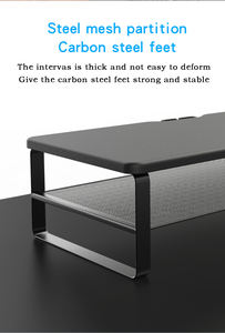 Soporte de monitor de escritorio resistente de estilo industrial de madera Soporte de monitor de estudio de malla de hierro doble para computadora portátil - Product Image 4