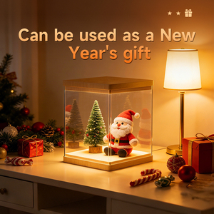 Clear Acrylic <b>Display</b> <b>Case</b> for Hobby Collectibles, Easy Assemble Dust Cover Showcase, Storage Plastic Box with Wood Base/Speaker - Product Image 5