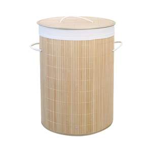 Cesta de lavandería plegable de bambú con forro y asa, económica y al por mayor, ideal para supermercados - Product Image 1