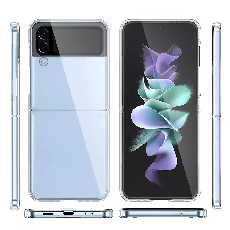 Anti-Yellowing For Galaxy Z Fold 3 4 5 Case Solid Sleek Protective Transparent Cover For Samsung Clear Z Fold 5 Case