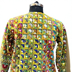 Floral Fusion Patchwork Banjara Long Breathable Midi Jacket Rangoli Bloom Ethnic Multicolor Heritage Boho 100% Cotton XL - Product Image 3