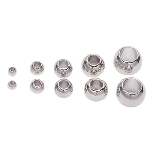 Cuentas redondas acrílicas con orificio grande, plateadas y doradas, para la fabricación de joyería, cuentas espaciadoras DIY de 8mm, 10mm, 12mm, 14mm, 16mm - Product Image 1