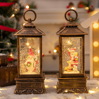 Ornements de Noël, lanterne, boule de cristal, boîte à musique avec lumière de chute de neige, style dessin animé en plastique, cadeau de Noël, lampe de chevet