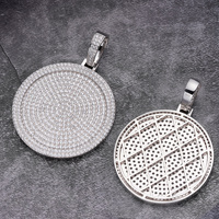 Fine Hip Hop Bijoux En Argent 20/40/50Mm Diamant Cubique Zircone Glacé Pendentif Rond pour Homme