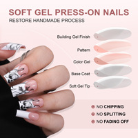 Xianxing Beauty ongles français toile d'araignée squelette fantôme visage long carré ongles à presser matériau ABS