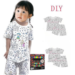 Vente en gros de pyjamas d'été à manches courtes pour garçons, lavables, fusée, coloriage dans l'espace, peinture, dessin avec marqueur, pyjama pour enfants, couleur - Product Image 2