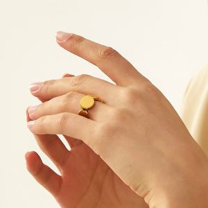 Fashionable 18K Gold Plated Stainless Steel <b>Open</b> <b>Ring</b> Versatile Geometric Plane Smooth Wide Design Personalized Jewelry - Product Image 3