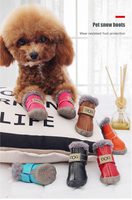 Sepatu Bot Anjing Gaya Teddy Musim Dingin Beludru Hewan Peliharaan Satu Set 4 Sepatu Bot Salju Anjing Beruang Pomeranian