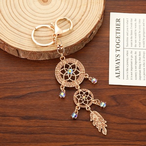 Llavero <span class=keywords><strong>Atrapasueños</strong></span> Boho de Nicho Más Vendido con Hoja de Cristal y Diamantes de Imitación, Broche Dorado para Bolso, para Damas, Llave de Coche, Regalo Festivo - Product Image 3