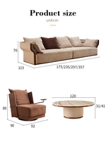 Ensemble de table basse en cuir de qualité supérieure, design original, bois d'acajou, pieds en laiton massif, plateau en marbre naturel, pour salon, pour usage domestique