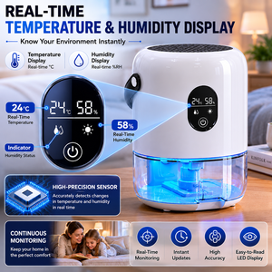 Deshumidificador de Aire Eléctrico Ultra Silencioso de 1000 ml con 7 Luces Nocturnas de Colores, 2 Modos de Funcionamiento y Pantalla Táctil - Product Image 4