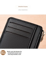 Cartera Delgada de Cuero Genuino para Mujer, con Bloqueo RFID, Mini Monedero para Tarjetas de Crédito, Accesorio de Negocios, Precio al por Mayor