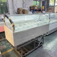 Vitrine de présentation commerciale pour crème glacée, 8 bacs, sur comptoir, fabriquée sur mesure
