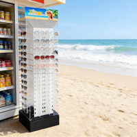 Présentoir de sol en acrylique LED pour lunettes, vente en gros, promotion, présentoirs à lunettes de soleil 360 ° Support d'affichage rotatif à 4 faces pour lunettes
