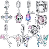 Breloques Cœur Rose en Argent Sterling 925, Pendentif Foi, Perles Thème Bible, pour Bracelet, Collier DIY, Fabrication de Bijoux Papillon, Cadeau