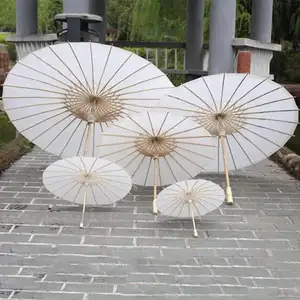 Vente en gros de parapluie portable de haute qualité blanc uni pour mariage, bricolage blanc peint à la main, parapluie en papier graffiti pour enfants
