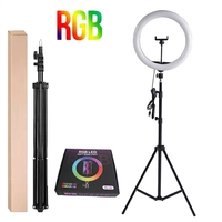 Anneau lumineux LED RVB à télécommande, dimmable, de 10, 12, 13, 14 pouces, avec trépied pour maquillage, vidéo, studio en direct