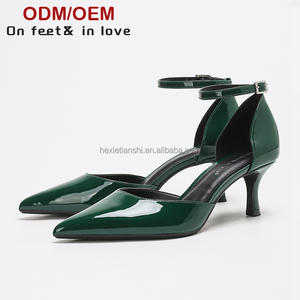 6002-4 Escarpins Femme Cuir Verni Été Sandales à Bride Cheville Bout Pointu Côté Ouvert Respirant Sexy Talons Aiguilles 6cm Chaussures - Product Image 1