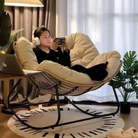 Fauteuil à bascule durable et confortable avec structure métallique - Design moderne, revêtement en lin, utilisation en salon, fauteuil multifonctionnel pour adultes