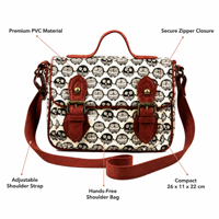 Sac à bandoulière en PVC pour femme avec motif hibou, fermeture éclair, imperméable et antivol, léger pour les voyages et l'usage quotidien