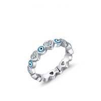 Turc Lucky Eye Rings Bague en argent sterling S 925 Blue Cubic Zircon Fashion Rings Sterling Silver