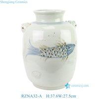 RZNA32-A peint à la main sous glaçure rouge hiver Melon pot poisson de bon augure Mortif Vase cadeau d'affaires durable personnalisable