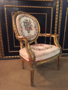 Fauteuils <span class=keywords><strong>Louis</strong></span> <span class=keywords><strong>XV</strong></span> design de luxe italien avec structure dorée, mobilier de salon fait main, fauteuils de loisirs - Product Image 5