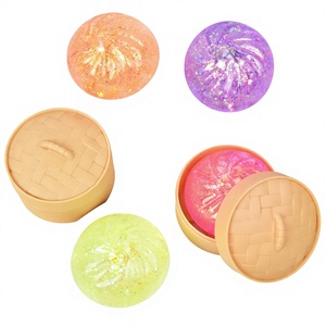 Jouets Squishy Kawaii en forme de boulettes de pâte à la vapeur avec paillettes dorées, 5,3x4,5cm, boîte de 12 pièces, cadeau mystère pour jeunes filles et garçons - Product Image 1