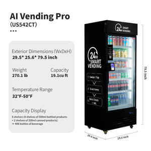 Haha ตู้จำหน่ายเครื่องดื่มอัจฉริยะแบบเปิดหน้าเครื่องหยอดเหรียญ Ai บัตรเครดิต4G Wi-Fi SDK 542 Pro สีดำ - Product Image 2