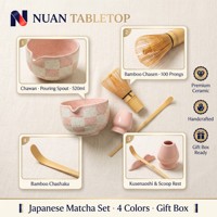 Service à thé en céramique de luxe, style nordique, avec fouet à matcha en relief 3D, bol en porcelaine de 520 ml et coffret cadeau