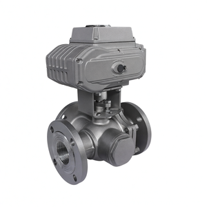 Vanne à bille électrique COVNA Hk60-Q-TF DN80 3 pouces 3 voies à port en L 24V CC en acier inoxydable CF8M type bride motorisée - Product Image 4