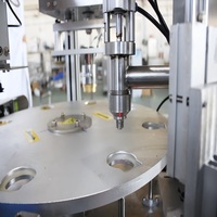 Machine de remplissage et de scellage automatique à commande PLC pour liquides, pâtes, sauces, miel de qualité alimentaire, 1 tête de remplissage, 1 tête de scellage sous film, plastique/boîte