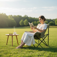 Chaise lune rembourrée en coton à dossier haut, légère et portable, pour la pêche, les pique-niques et le camping en extérieur