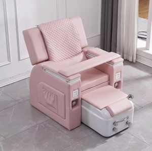 Silla de Manicura Reclinable Rosa con Luces LED, Silla de Pedicura de Lujo con Masaje para Salón de Belleza - Product Image 3