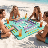 Fichas de Mahjong Flotantes Plegables Impermeables de Lujo - Juego de Mahjong Portátil Ecológico para Fiestas en la Piscina, Playa, Camping y Jardín
