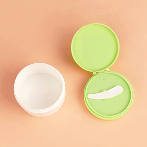Zarif Flip Top kapak yuvarlak kozmetik kavanoz kaşık ile 100ml PET plastik saklama kutusu için göz kremi losyon yüz kremi cilt bakımı - Product Image 4
