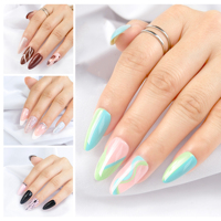 Professionnel 24 pièces rose acrylique pointe française presse sur les ongles en gros avec diamant amande Faux Ongles faux ongles
